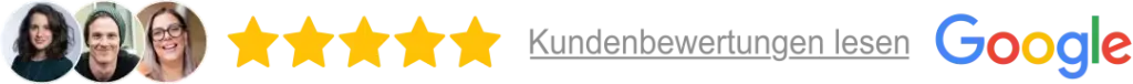 5 Sterne Kundenbewertungen auf Google zur Hochzeitshomepage von ehemomente